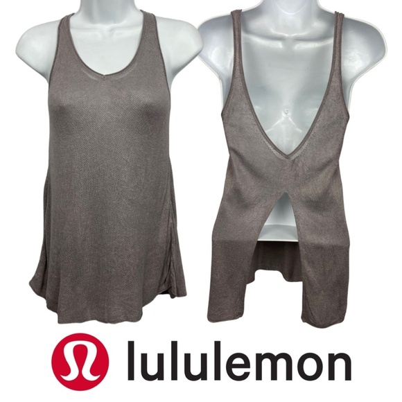 Lululemon Grey Open Back Split Tank Top Lightweight Knit - Picture 1 of 9